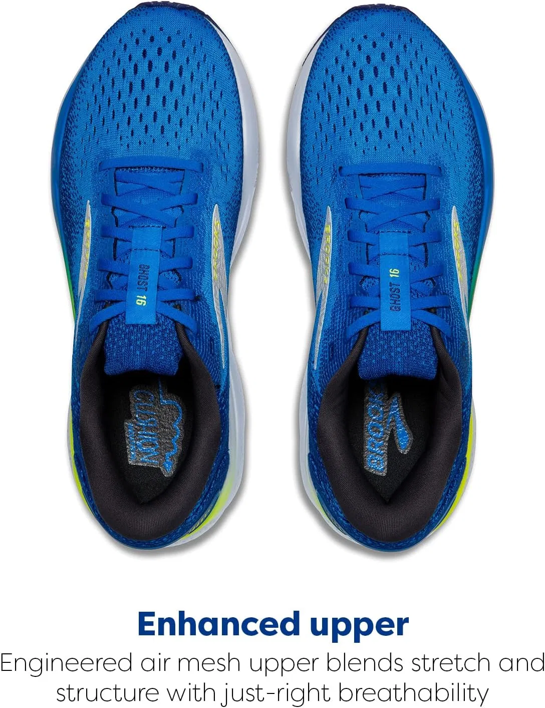 Мужские кроссовки Brooks Ghost 16, Electric Blue Navy Lemon Yellow — фото 4