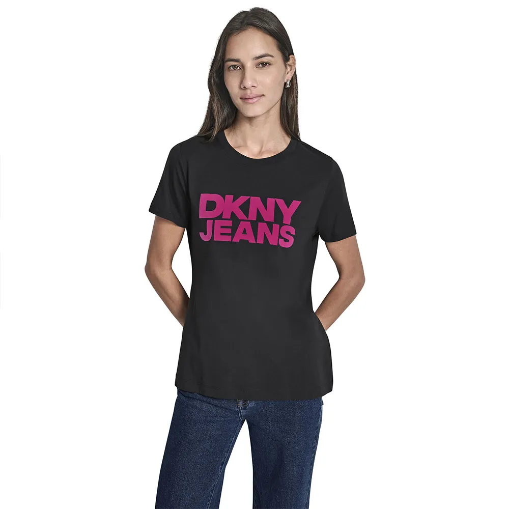

Футболка с коротким рукавом DKNY с бархатным логотипом, черный