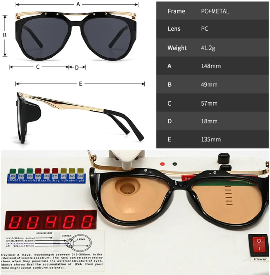 

Модные солнцезащитные очки с двойной перемычкой для женщин, ретро-градиентные, защита от УФ-излучения UV400, модные и уникальные для мужчин VRTRFFTR, Black Grey