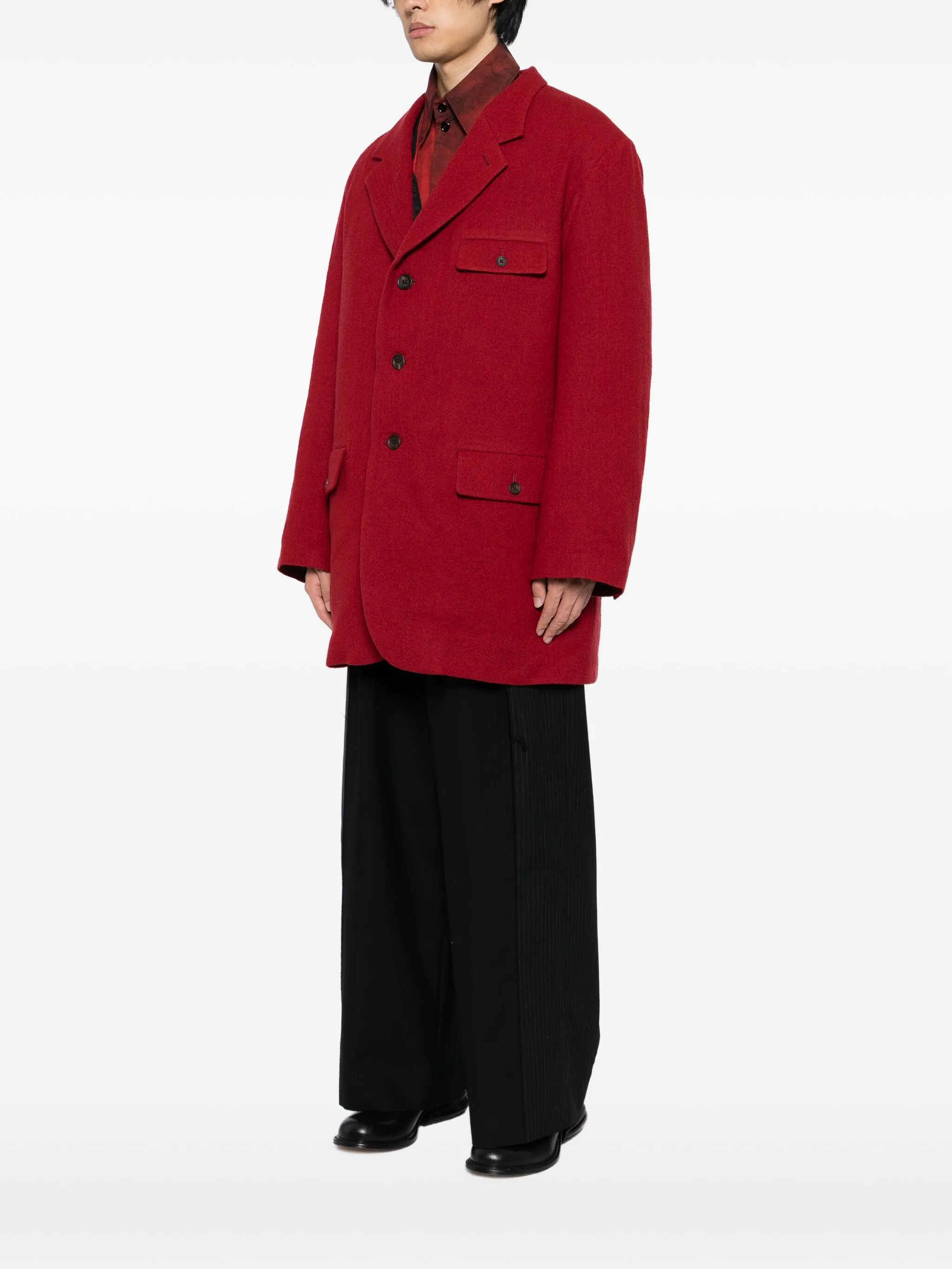 Однобортное пальто Yohji Yamamoto, красный — фото 3