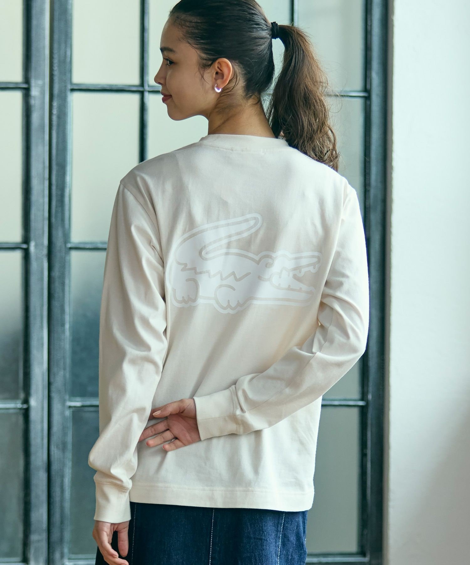 Футболка LACOSTE с принтом на спине, Ivory