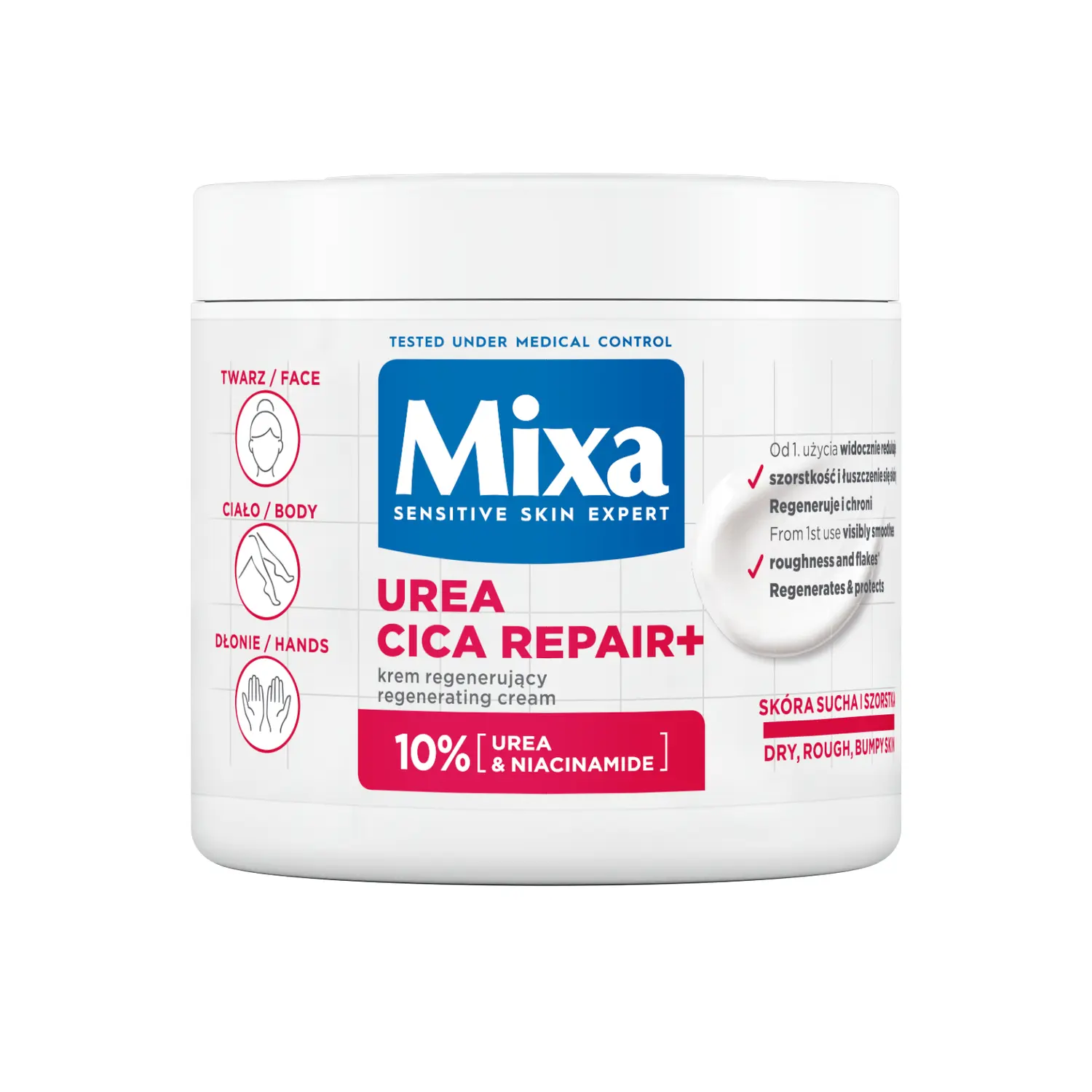 

Регенерирующий крем для лица Mixa Urea Cica Repair+, 400 мл