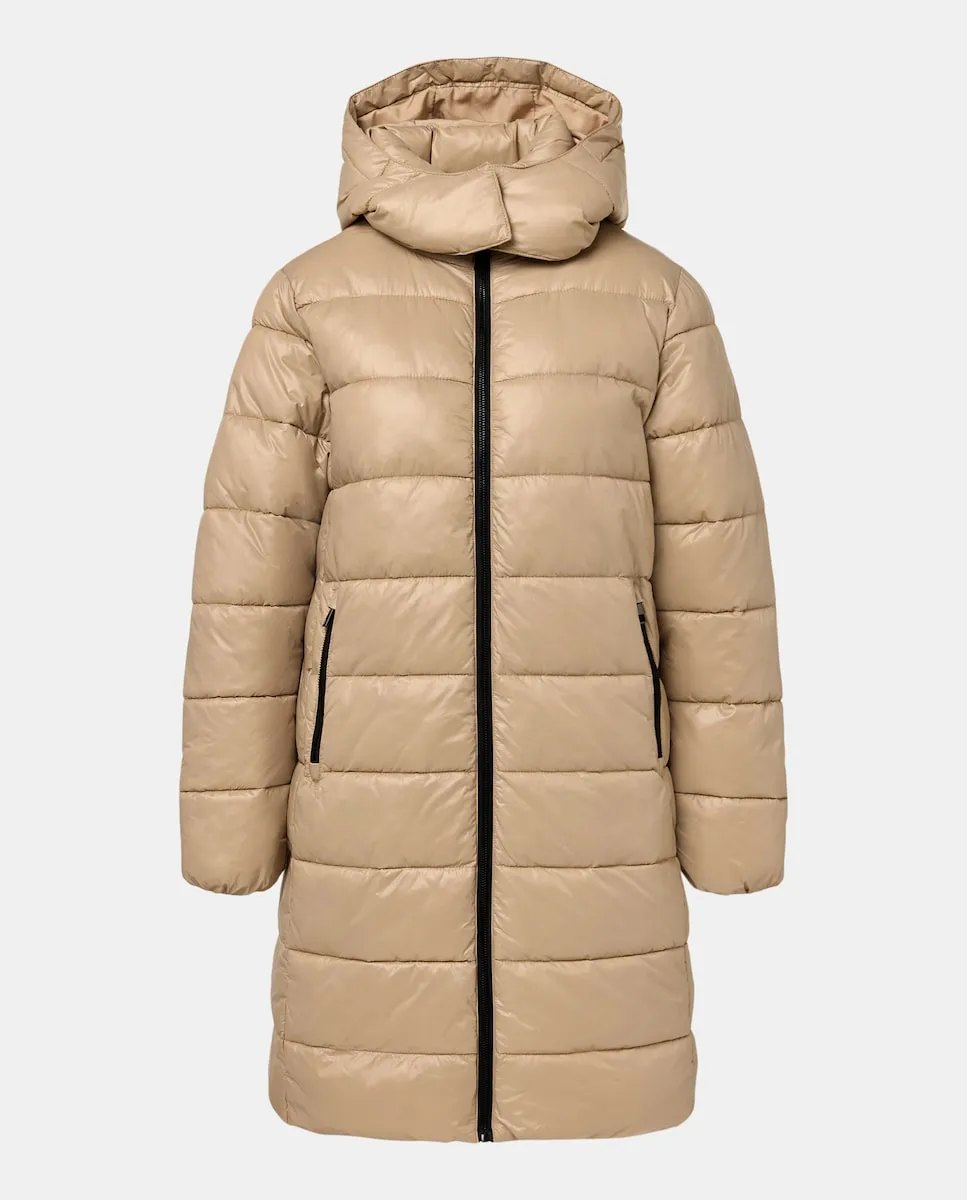 

Стеганое пальто с контрастной застежкой-молнией Easy Wear, бежевый