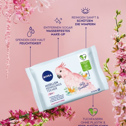 Салфетки мицеллярные очищающие 3 в 1 Hello Beautiful с витамином Е 25 шт Nivea — фото 2