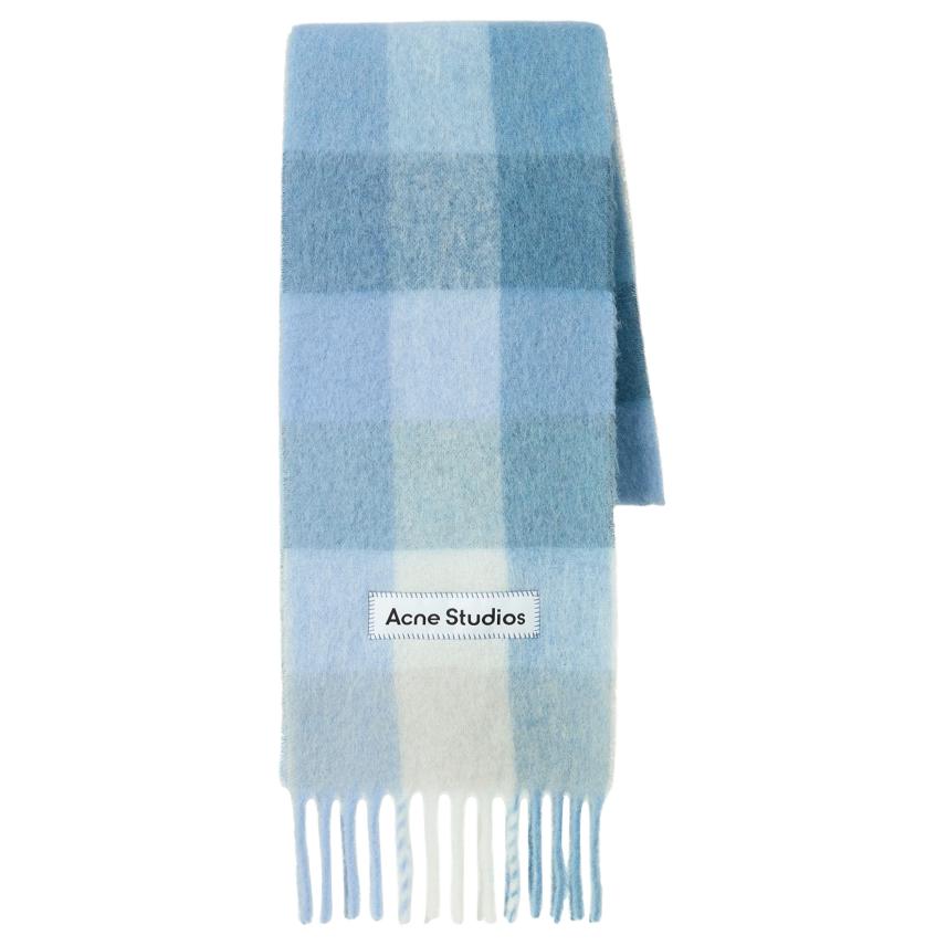 

Acne Studios Шарф в клетку с нашивкой-логотипом, Blue White