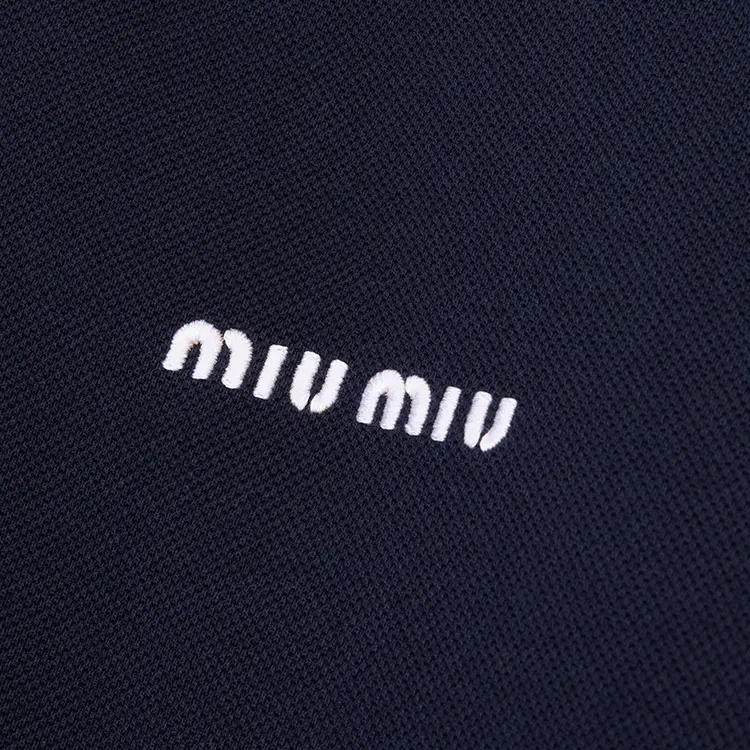 MIU MIU Куртка с молнией и вышитым логотипом, Blue — фото 3