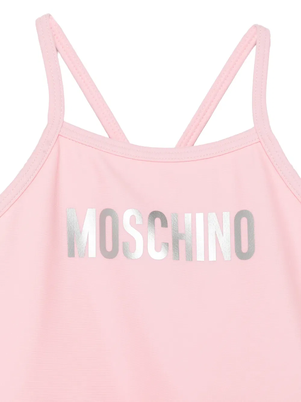 Купальник с оборками и буквами Moschino Kids, розовый — фото 2