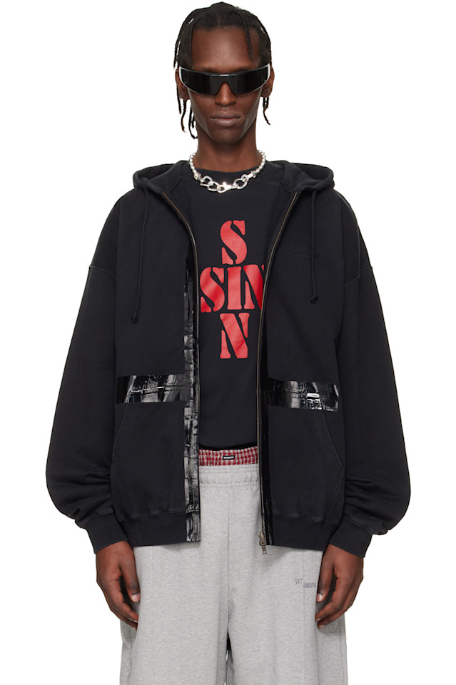 

Толстовка с застежкой-молнией, проклеенной лентой Vetements, черный