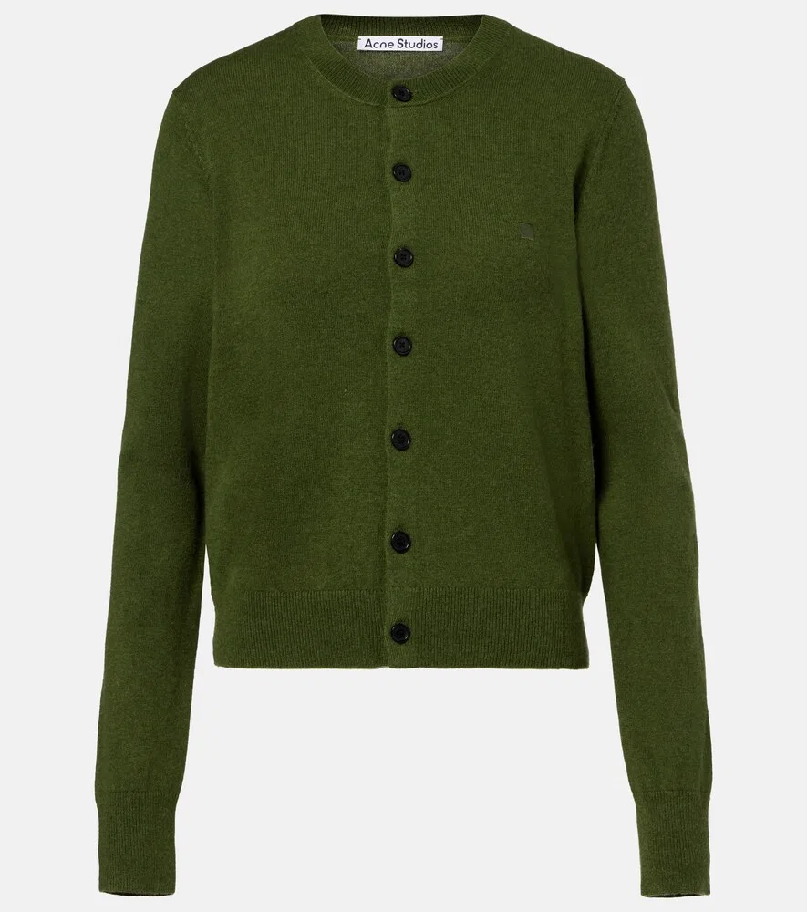 Шерстяной кардиган Acne Studios, зеленый