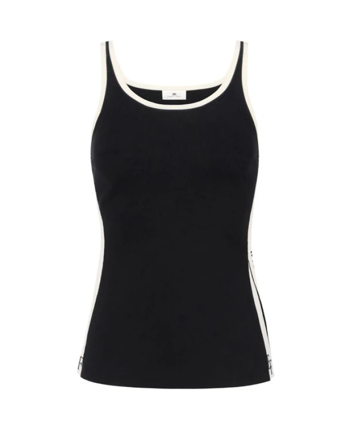 

Топ из вискозы с блестящими полосками Elisabetta Franchi, черный