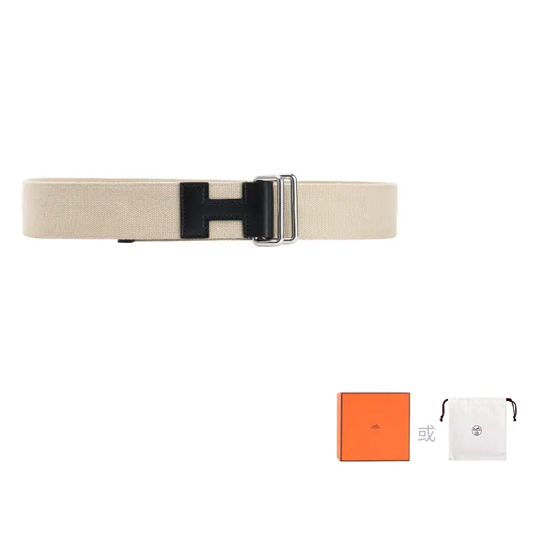 

HERMES Кожаный ремень мужской бежевый 4 см, Beige