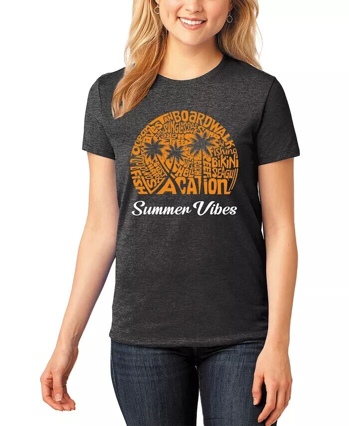 

Женская футболка Summer Vibes Premium Blend Word Art LA Pop Art, черный