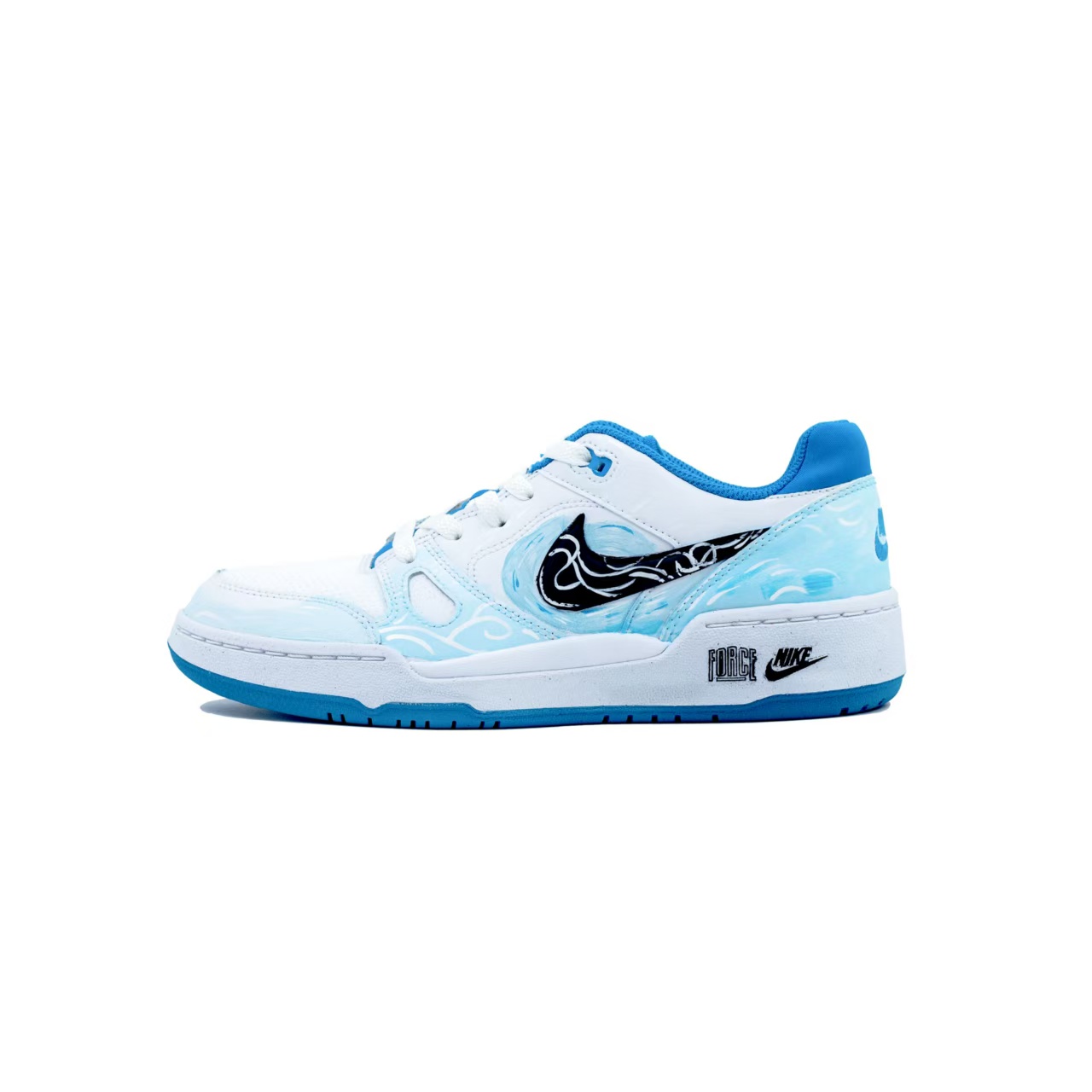 

Nike Кроссовки для скейтбординга мужские Low top синие белые с амортизацией Full Force Tide Seal и износостойкой подошвой
