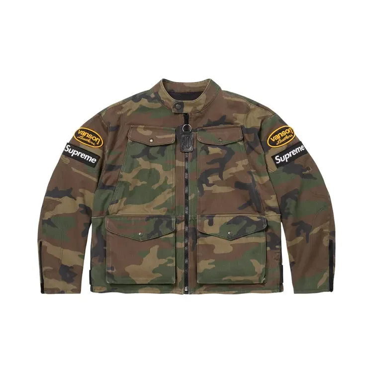 Куртка Supreme x Vanson Leathers Cordura 'Woodland Camo', зеленый