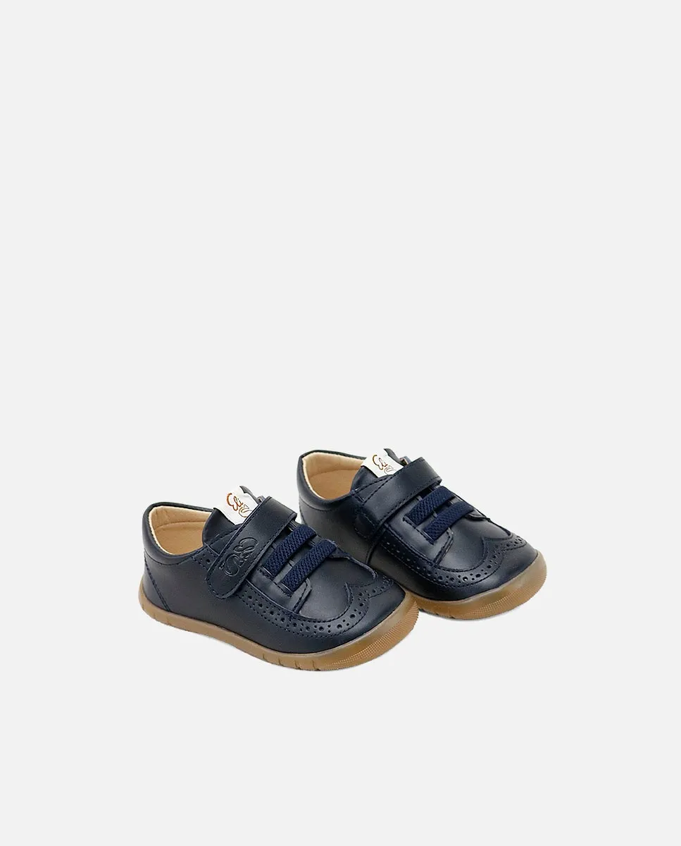 Детские босоножки barefoot из кожи с липучкой Eli 1957, темно-синий — фото 3