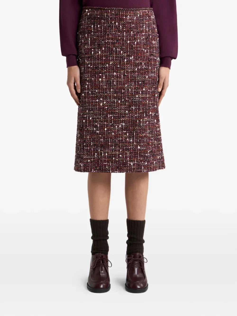 Твидовая юбка до колена средней длины Etro, красный — фото 3