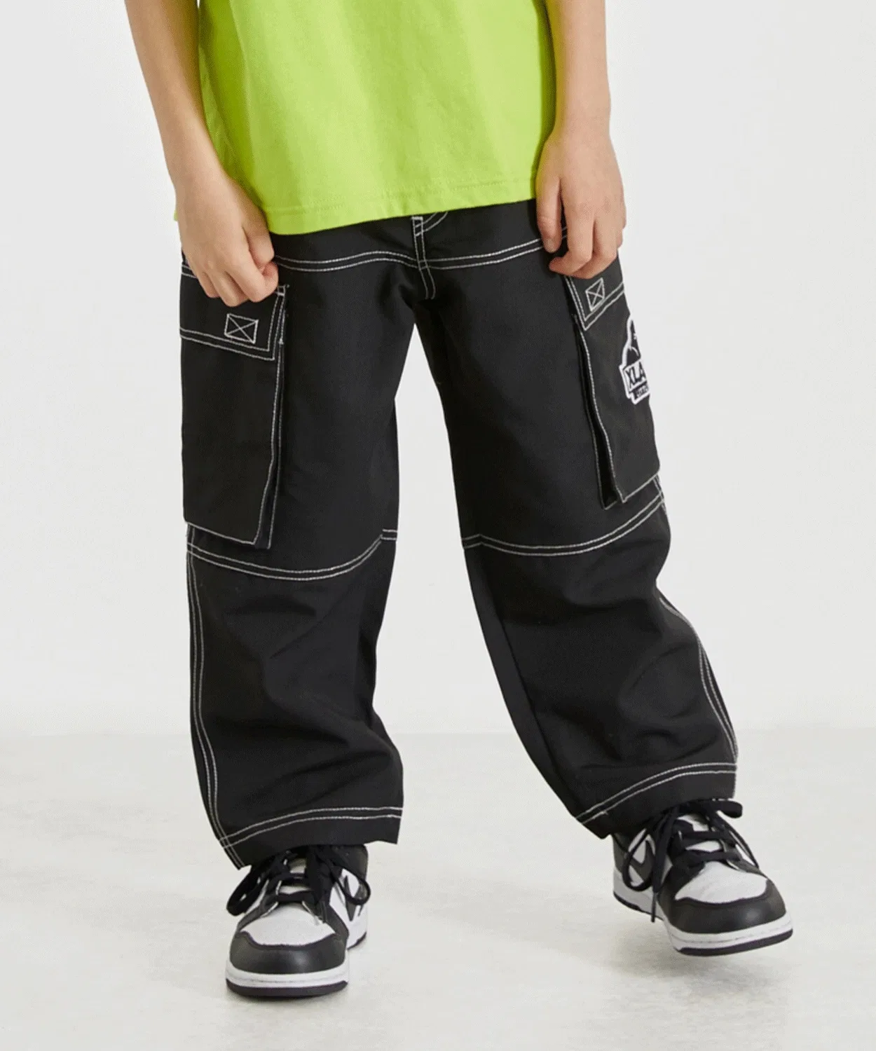 Детские брюки XLARGE KIDS рабочие с контрастной строчкой чёрные