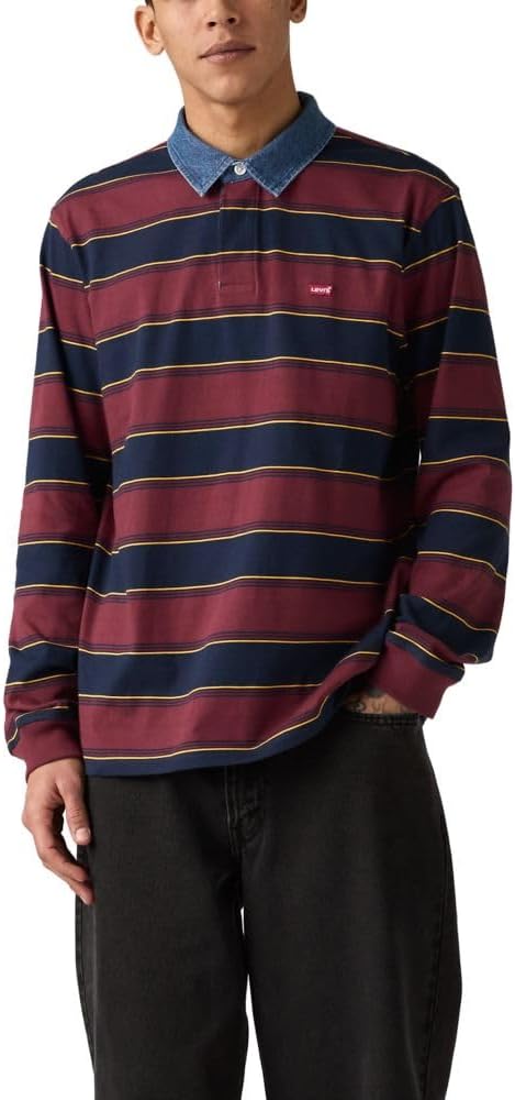 

Мужская классическая рубашка для регби с длинным рукавом Levi's, (New) Inigo Stripe Tawny Port