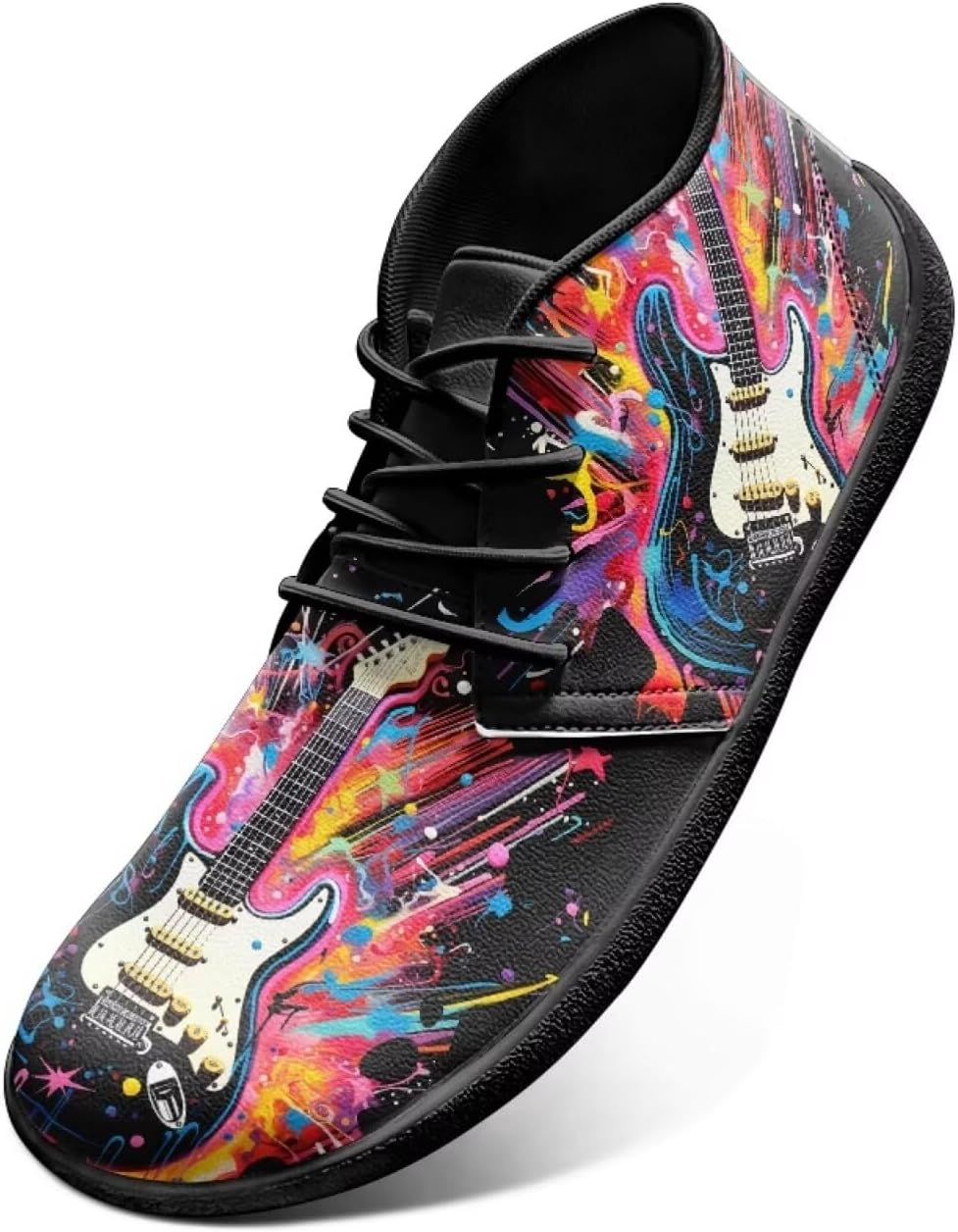 

Ботинки с широкой носочной частью, кроссовки с нотами для женщин и мужчин, модные шнурованные туфли с нулевым перепадом подошвы, минималистичная обувь Chririnla, Colorful Cartoon Guitar