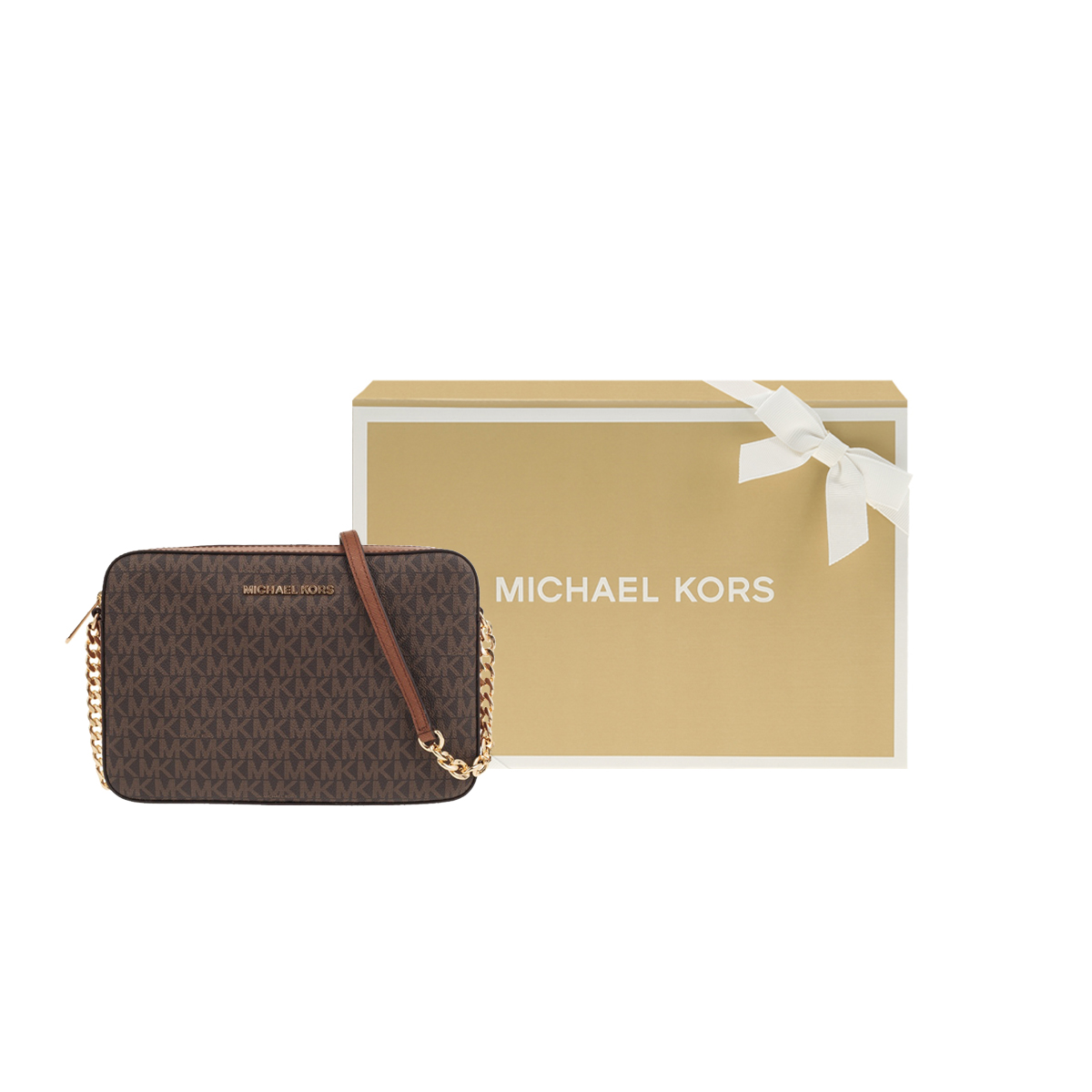 

MICHAEL KORS Кожаная сумка для фотоаппарата через плечо женская коричневая