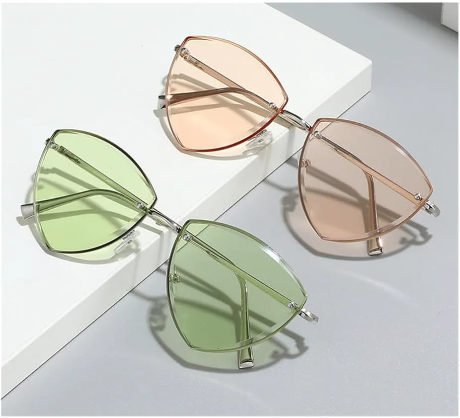 

Винтажные солнцезащитные очки без оправы для женщин и мужчин, женские солнцезащитные очки с защитой от УФ-излучения UV400, женские солнцезащитные очки HCPIHF, 6