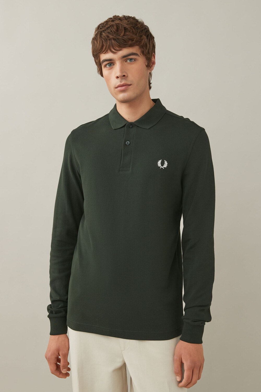 

Обычная рубашка поло с длинным рукавом Fred Perry, зеленый