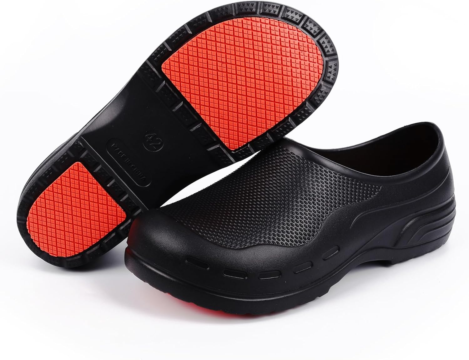 

Унисекс Нескользящие Сабо - Обувь для кухни, шеф-повара, медсестер, садоводов, устойчивая к скольжению, воде и маслу - Комфортная водонепроницаемая рабочая обувь (Мужские 7.5-11.5/Женские 8.5-12.5) Aulpon, красный