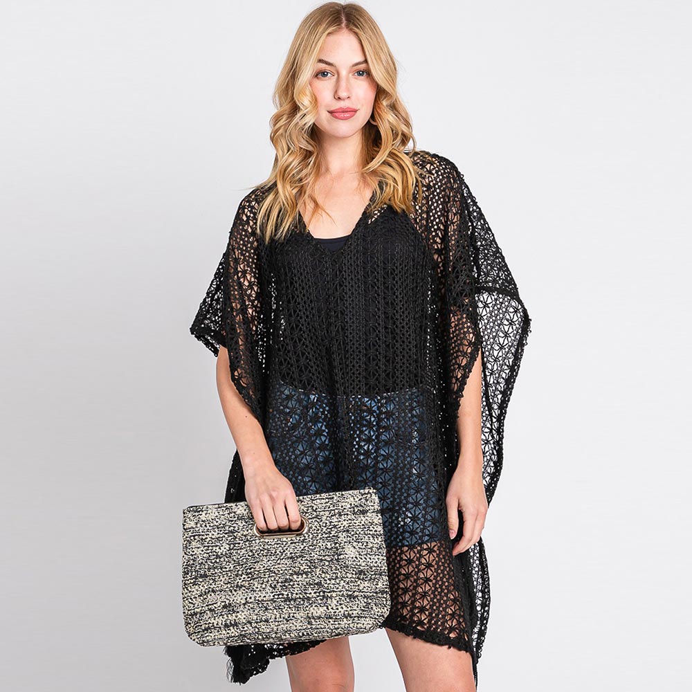 

Сумка-клатч из соломки смешанного цвета FASHNZFAB, черный