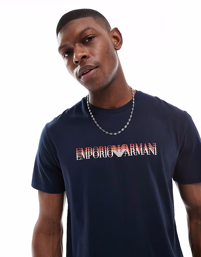 

Футболка с логотипом Emporio Armani и круглым вырезом, черная