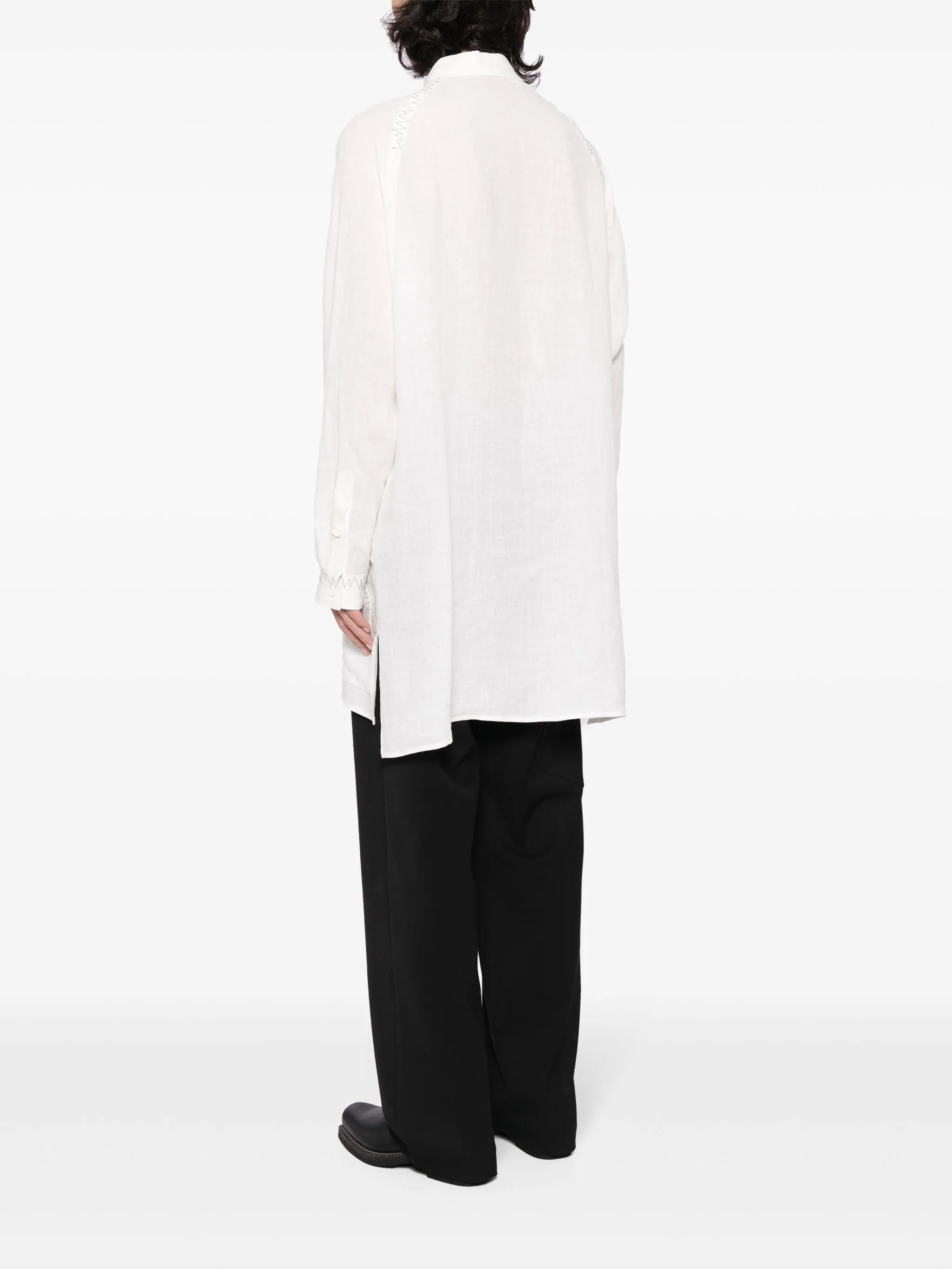 Рубашка с контрастной строчкой Yohji Yamamoto, белый — фото 4