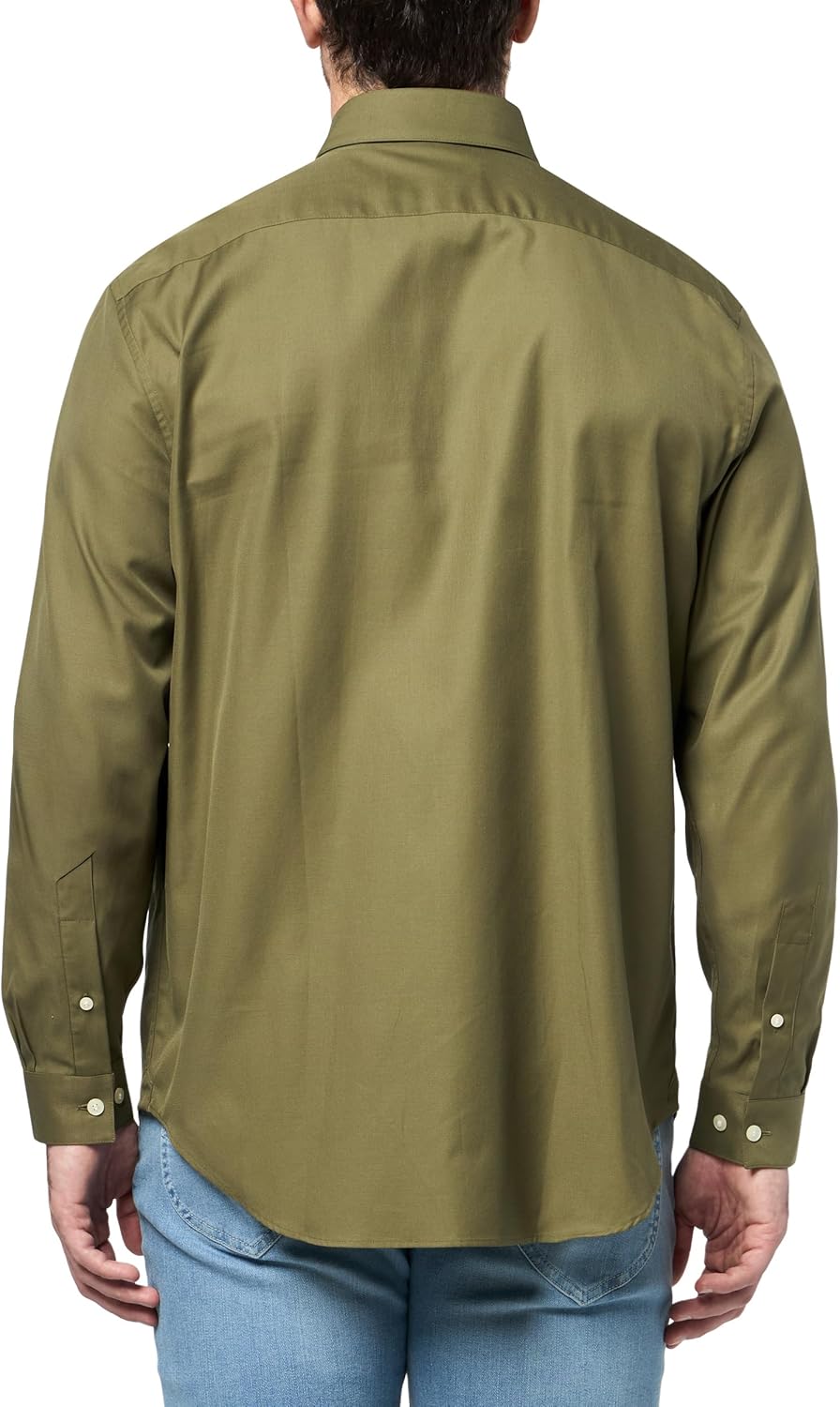 Lacoste мужская рубашка с длинным рукавом, обычный крой, однотонная, Olive — фото 2