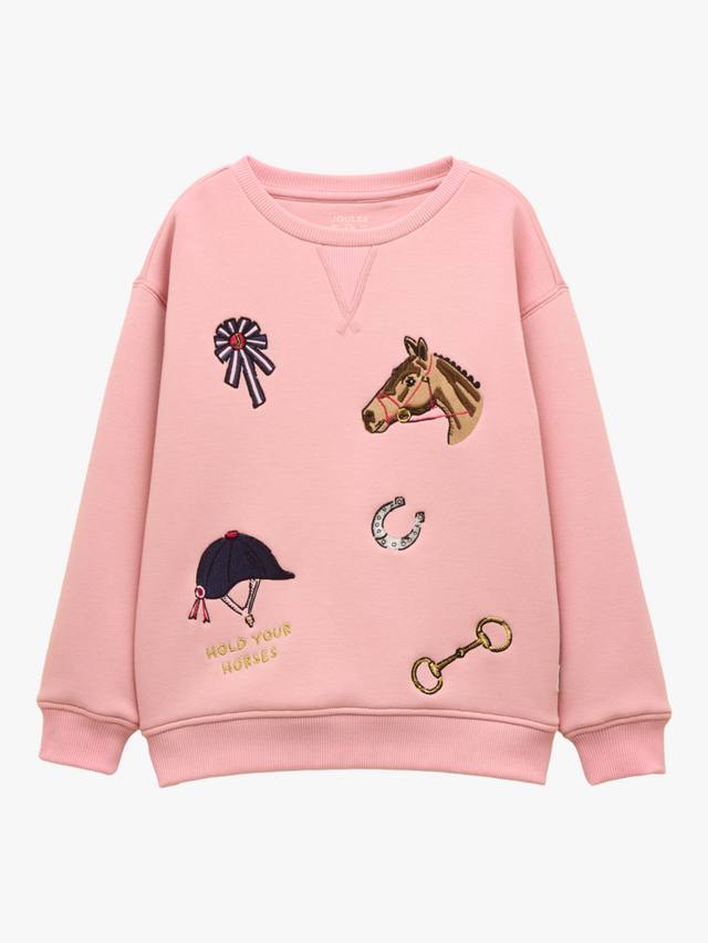 

Детский оверсайз свитшот с вышивкой Joules, Pink Horses