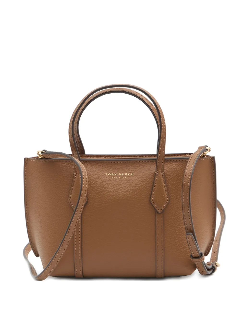 

Мини-сумка-тоут Perry из кожи с застежкой-молнией Tory Burch, коричневый