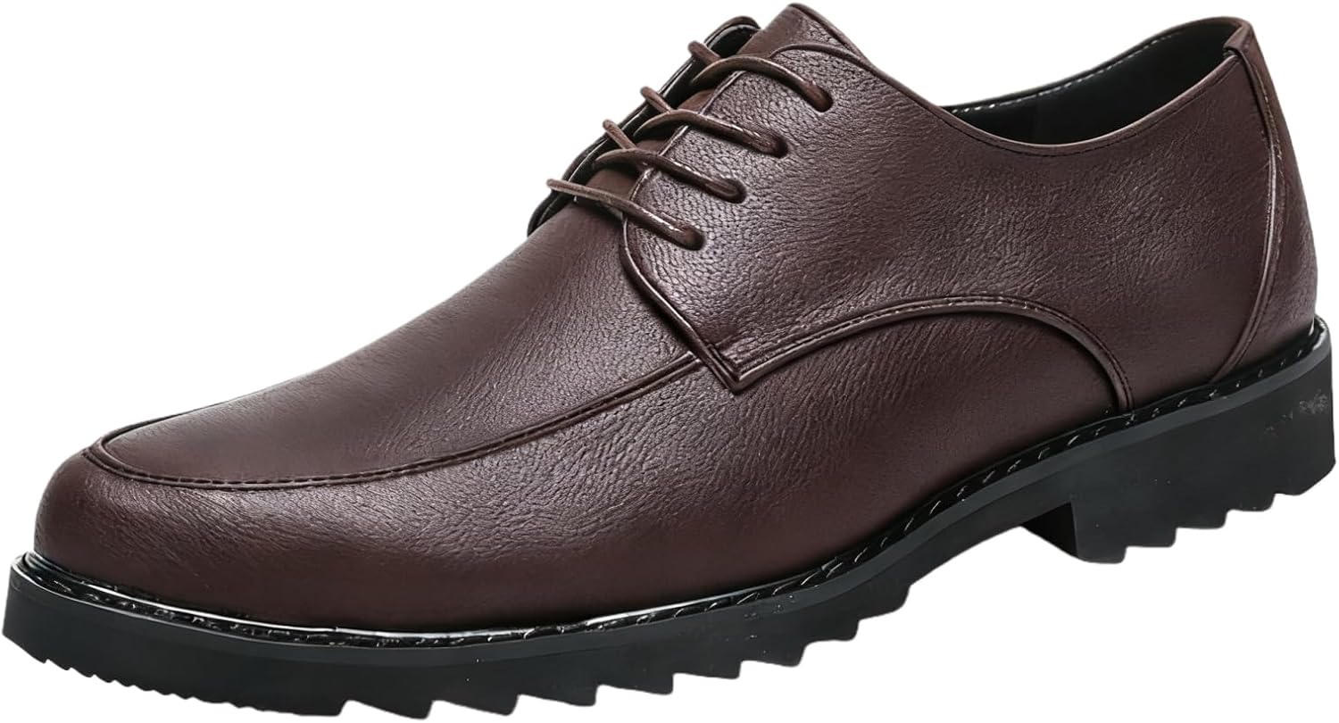 

Мужские классические туфли на шнуровке, стильные оксфорды с текстурированной и глянцевой отделкой, универсальная обувь для деловых встреч и особых случаев Khwfjas, коричневый