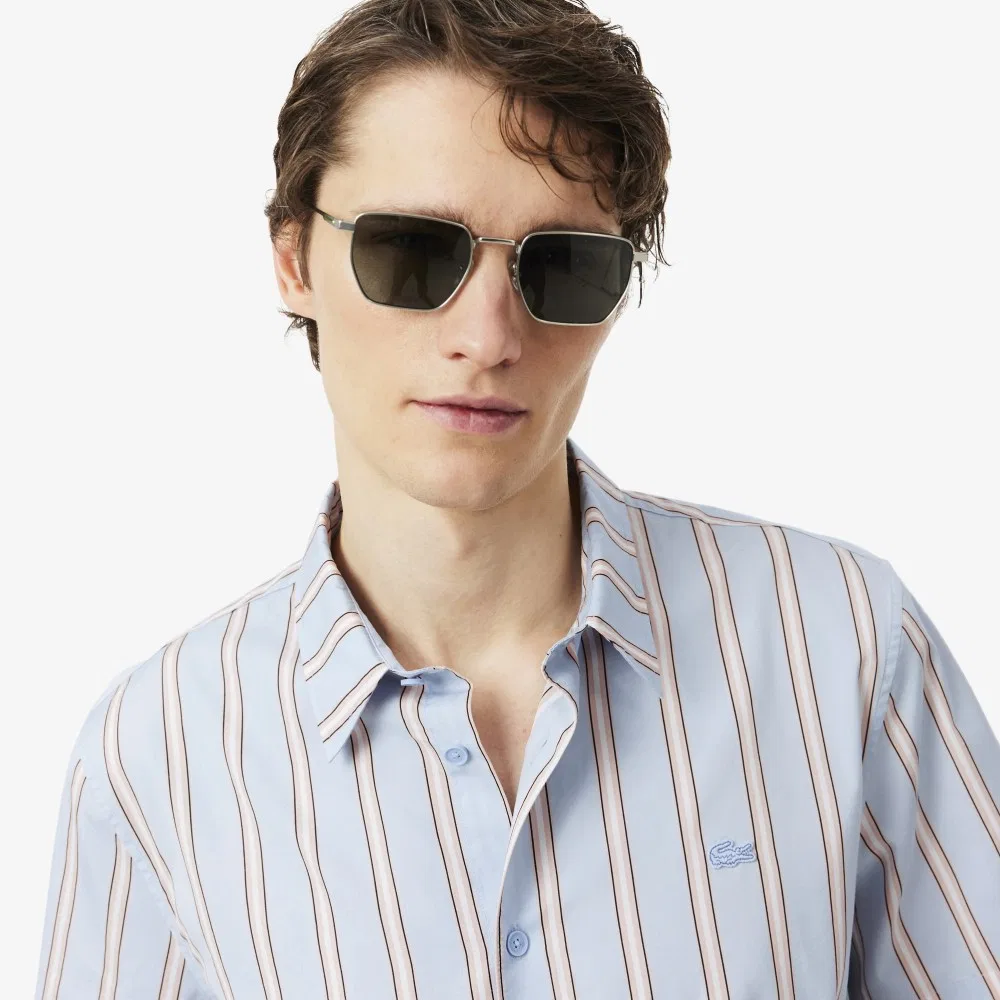 Мужская летняя рубашка в полоску синяя от Lacoste — фото 2