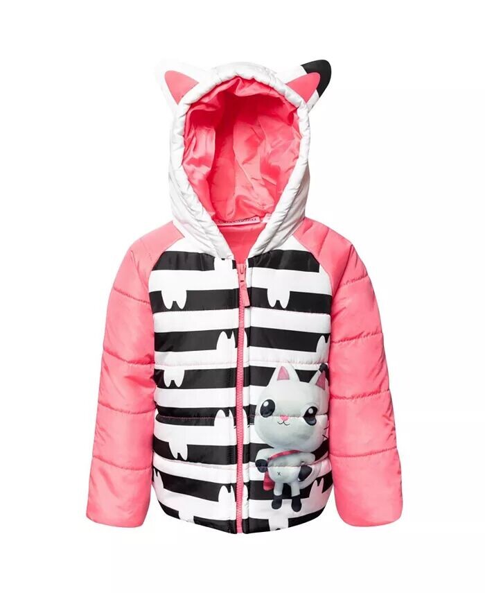 

Кукольный домик Dreamworks Gabbys Pandy Paws Girls Puffer Jacket на молнии для малышей Dreamworks Gabby'S Dollhouse, черный