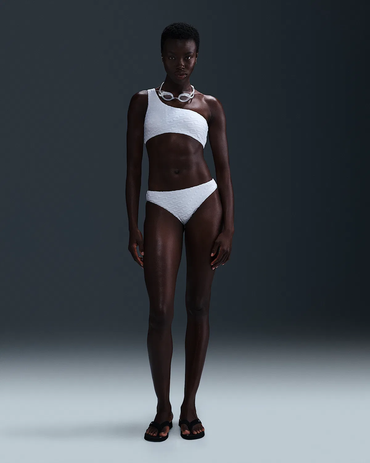 Женские бикини-трусы Terry Hipster Nike Swim Swoosh Link, White