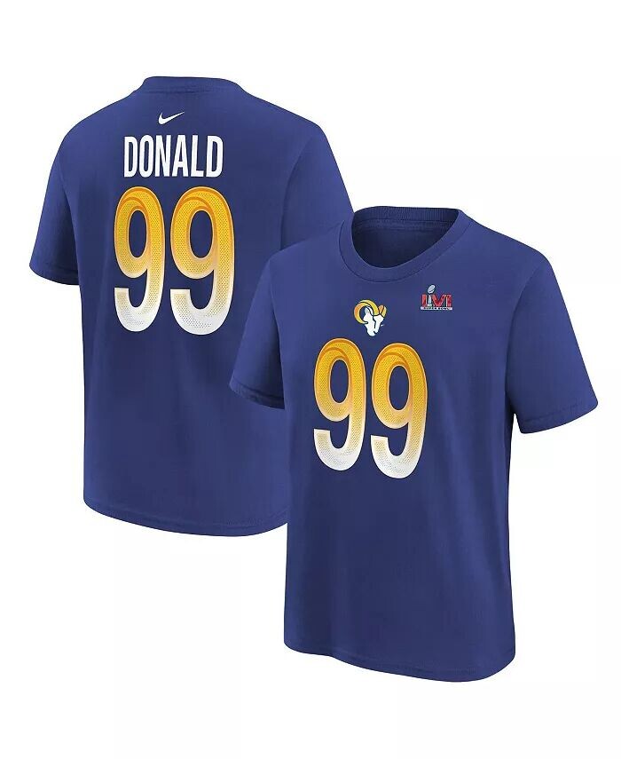 

Футболка с именем и номером Big Boys Aaron Donald Royal Los Angeles Rams Super Bowl LVI Nike