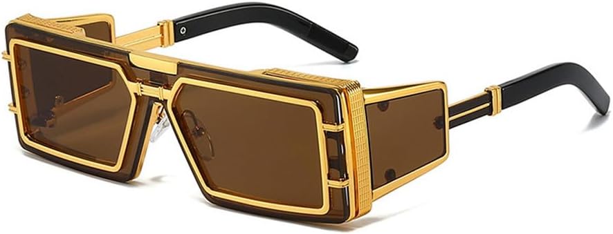 

Мужские солнцезащитные очки в стиле ретро для активного отдыха, модные панк-очки с защитой от УФ-излучения UV400, женские роскошные солнцезащитные очки из металла TKKTLLT, Golden Brown