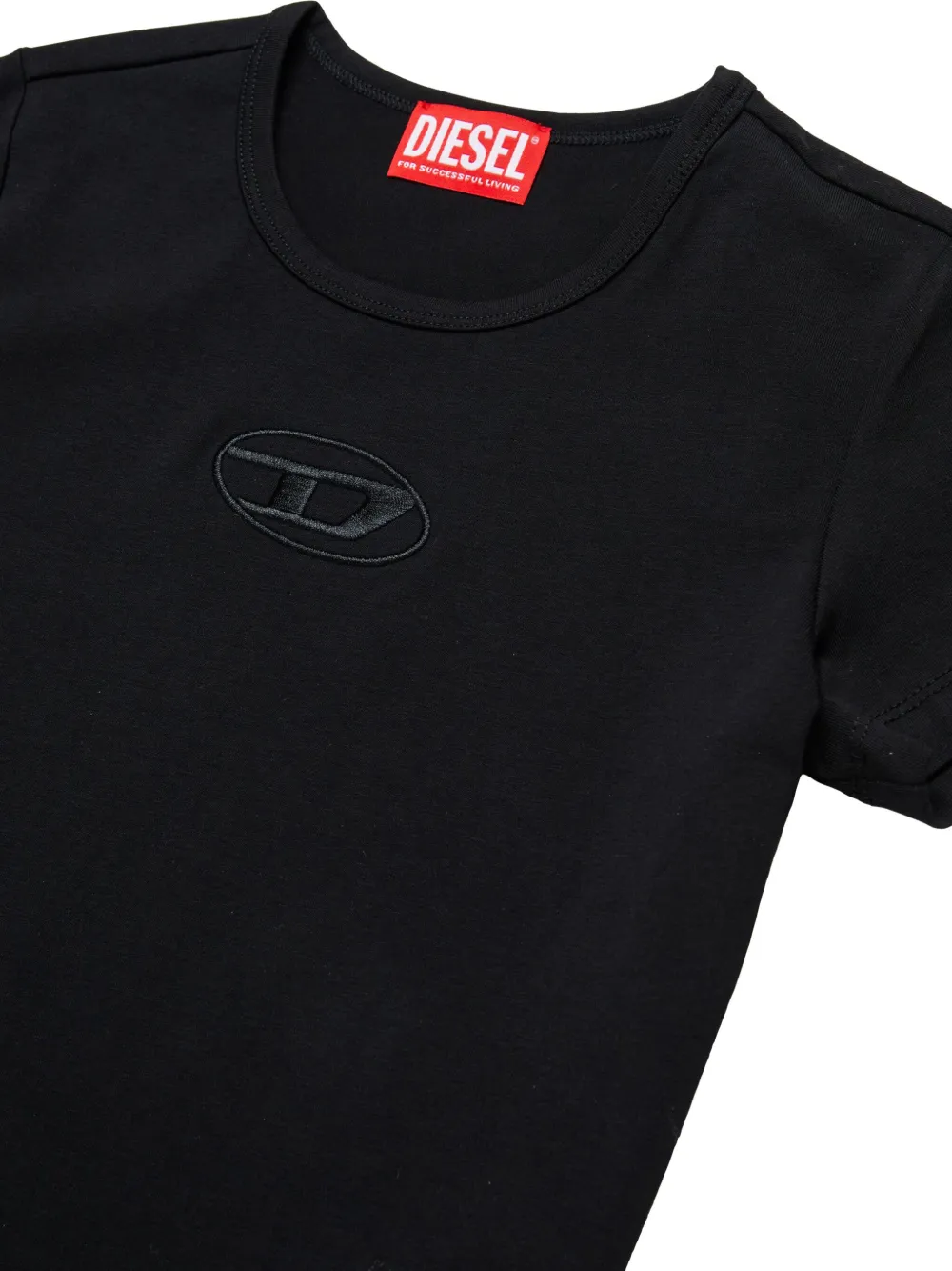 Футболка с вышитым логотипом Diesel Kids, черный — фото 3