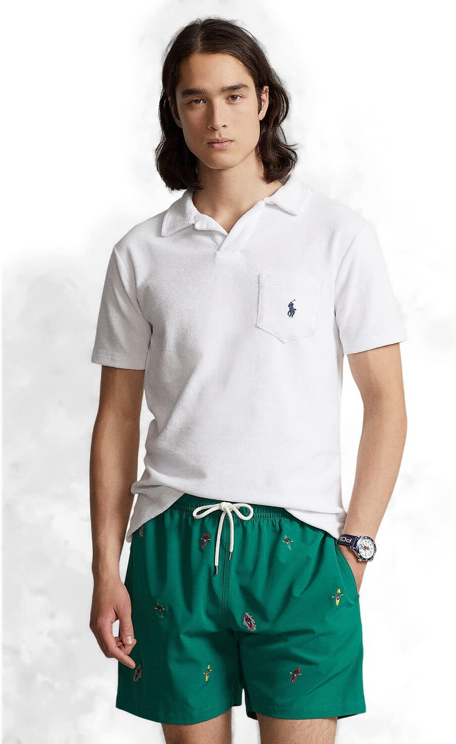 

Рубашка-поло Cotton-Blend Terry Polo Shirt Polo Ralph Lauren, белый