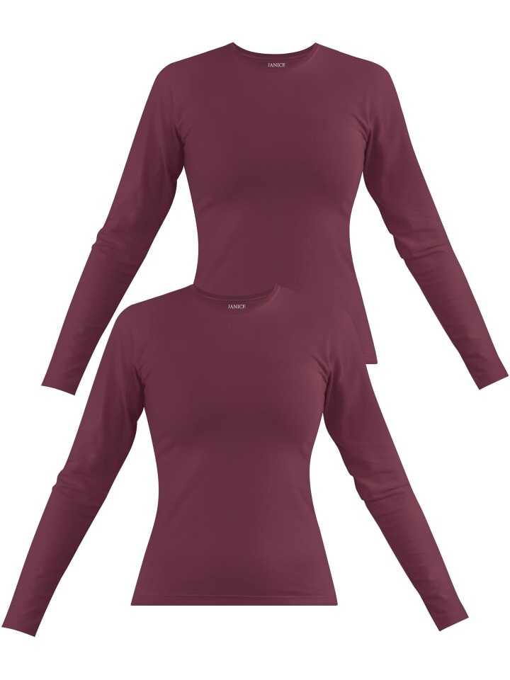 

Лонгслив Janice 2 x Damen Langarmshirt hochgeschlossen Niska, цвет Burgund