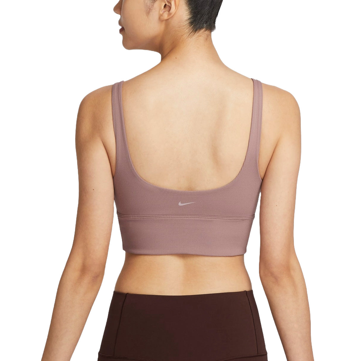 Бюстгальтер (WMNS) Nike Zenvy Rib Light-Support Padded Longline Sports Bra 'Smokey Mauve' — фото 2