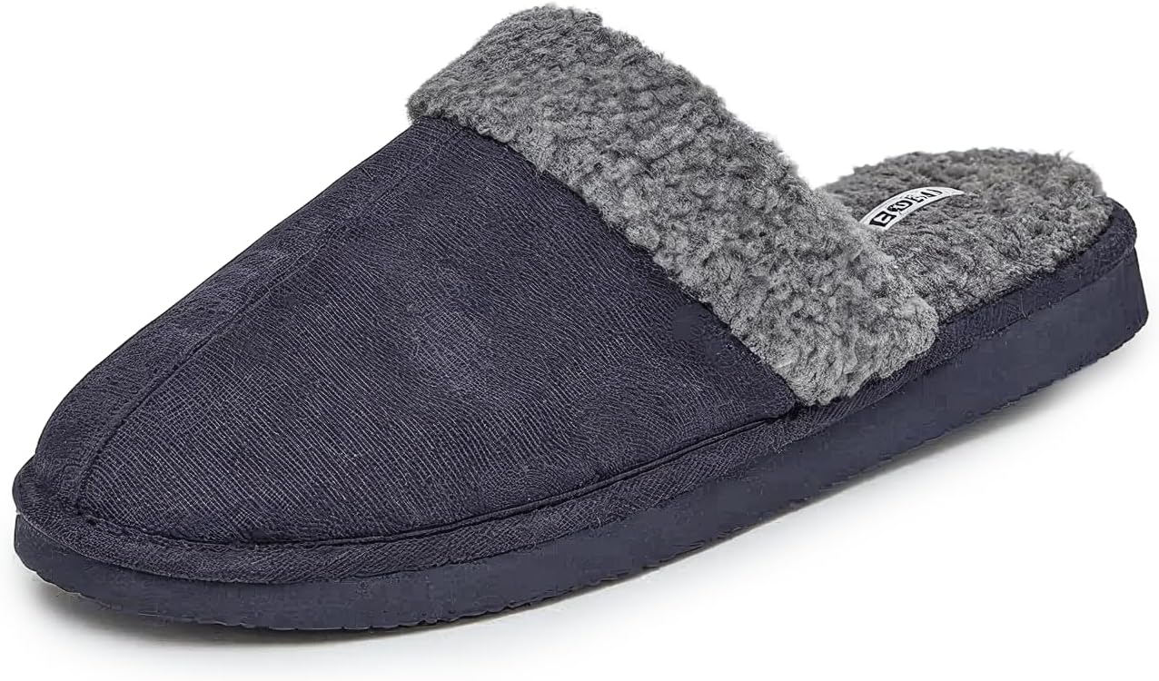 

Мужские домашние тапочки BORN, искусственный замш, с подкладкой Fair Isle или Sherpa, подарок для него, черный