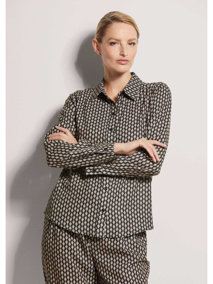 

MADELEINE Элегантная блузка-рубашка с воротником и застежкой на пуговицы, черного/карамельного цвета