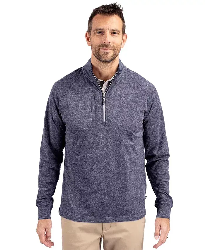 

Мужской трикотажный свитер Adapt Eco Knit Heather с застежкой-молнией на четверть длины для высоких и крупных размеров Cutter & Buck, синий