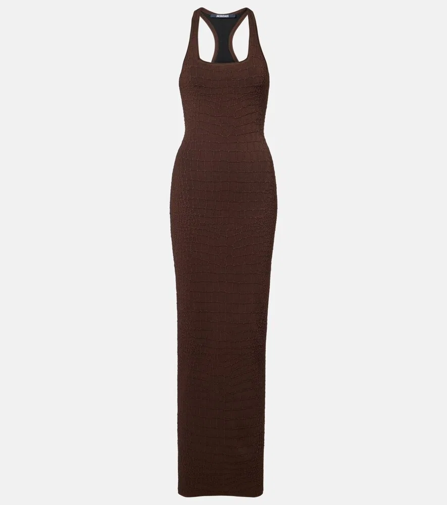 Джерсийское макси-платье Jacquemus, коричневый