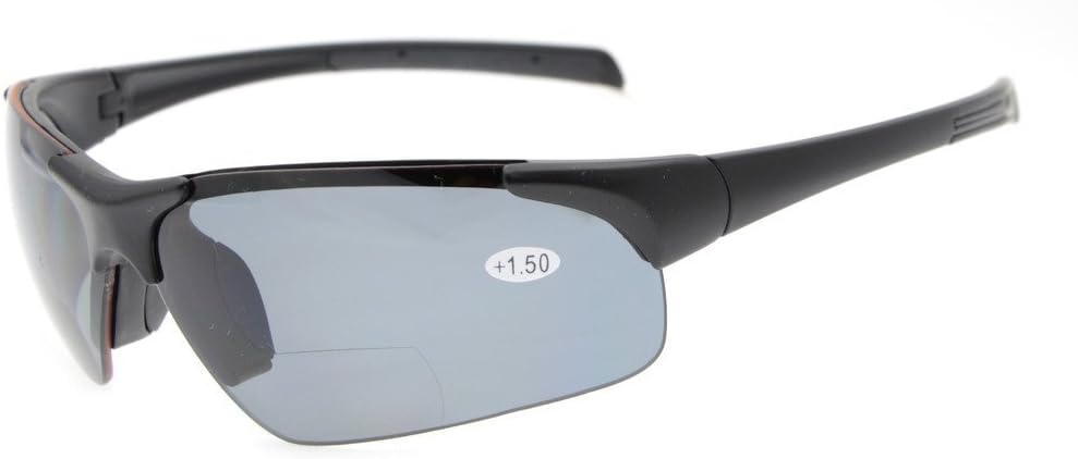 

Спортивные полуободковые бифокальные солнцезащитные очки Eyekepper TR90 из небьющегося материала, подходят для бейсбола, бега, рыбалки, вождения, гольфа, софтбола и пешего туризма, Matte Black/Grey Lens