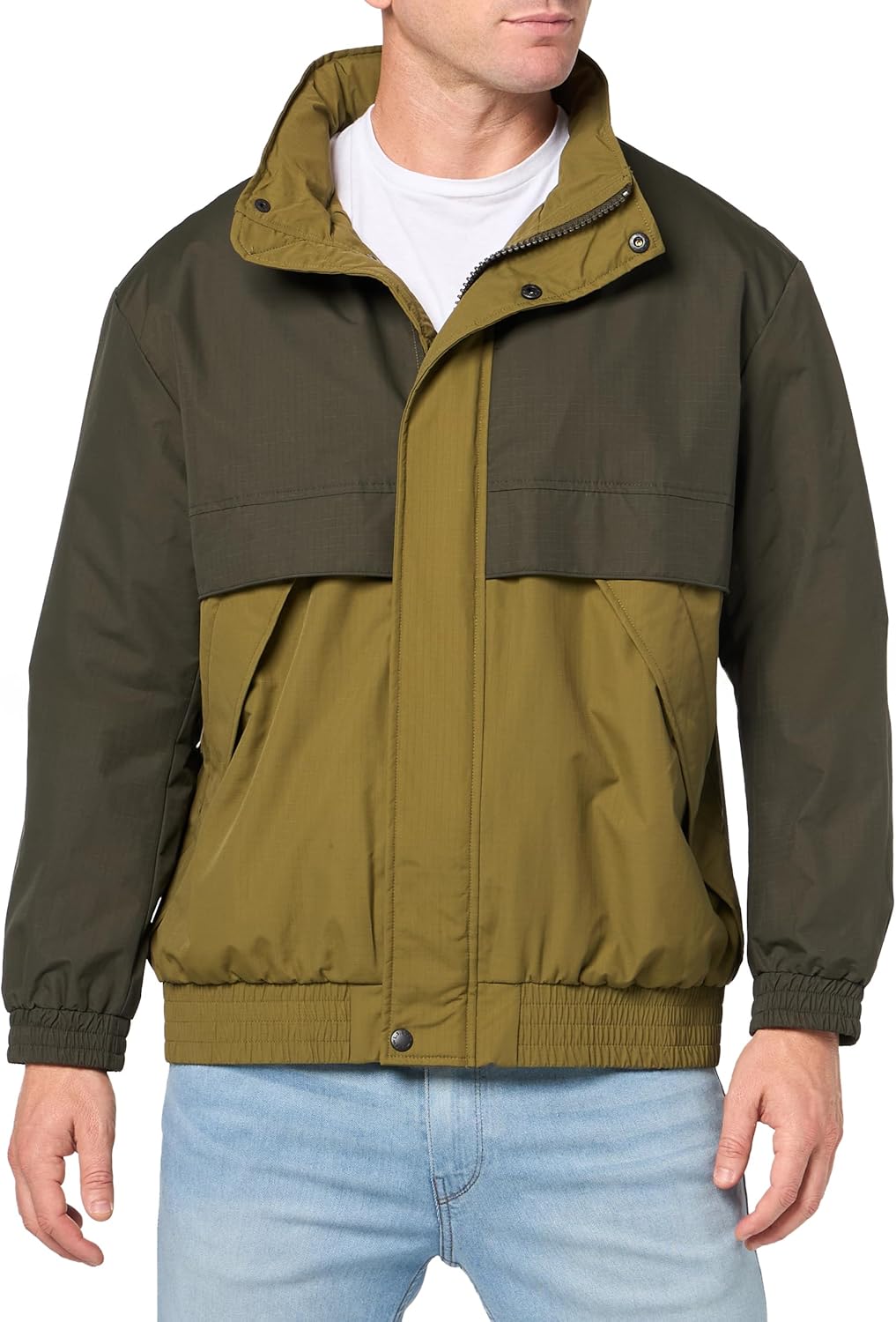 

Levi's Mens Levi's Мужская ветровка из нейлона с застежкой-молнией спереди в стиле ретро, Olive