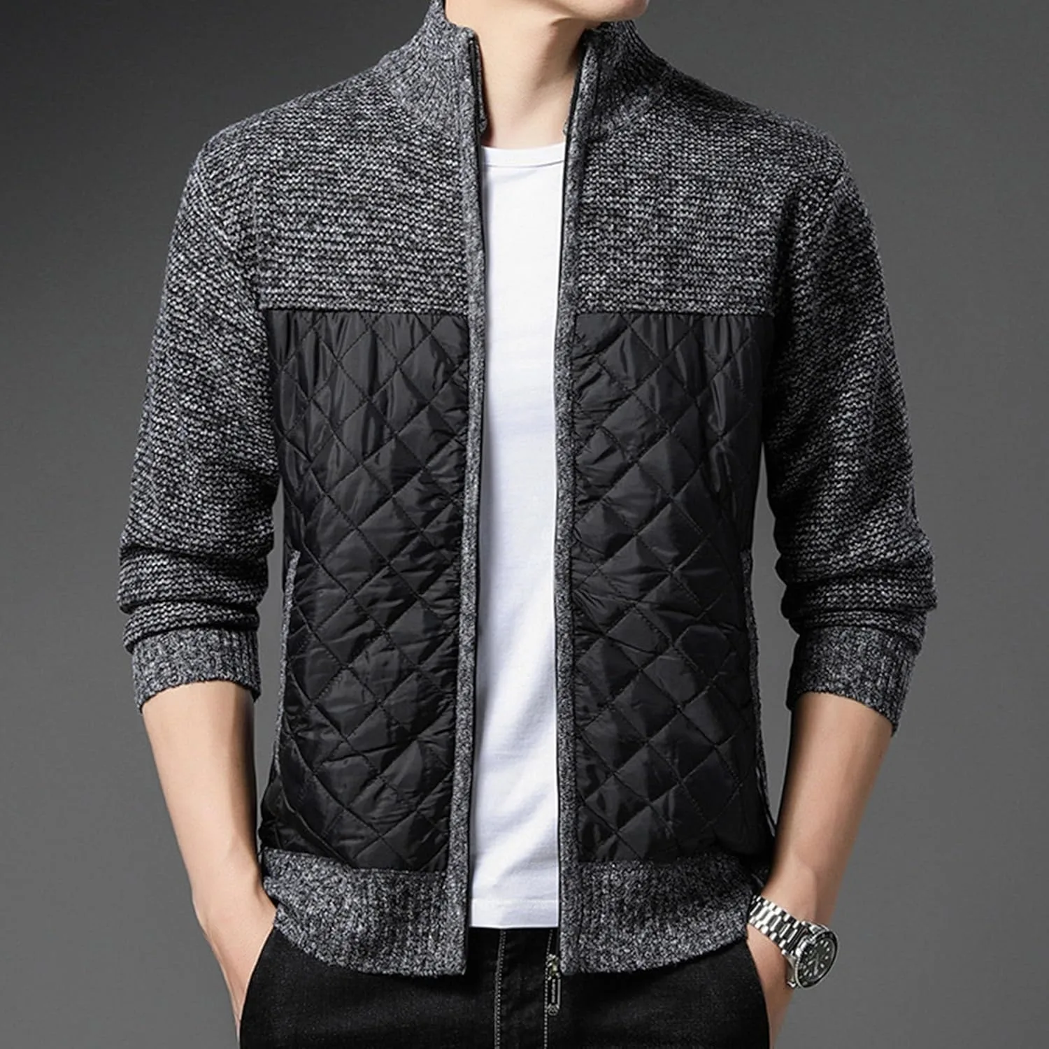 Мужской кардиган Slim Fit с воротником-стойкой — фото 4